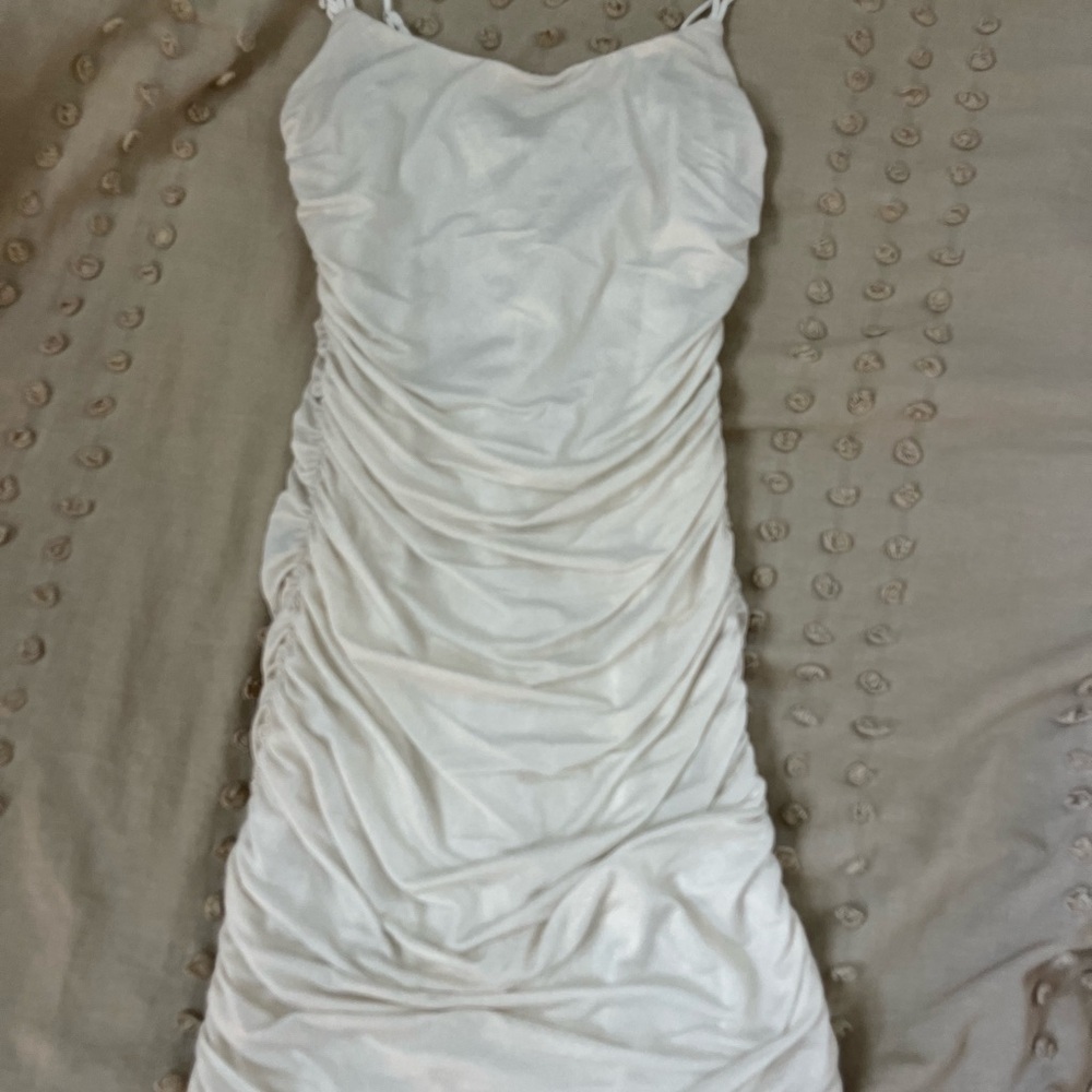 Lucy in the Sky Cream Ruched Mini Dress
